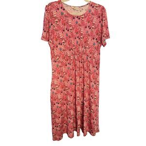 Boden midi jersey dress pockets pink floral A-line size 10L